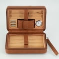 thumbnail image 3 of Leather Cigar Case, Portable Humidor Cigar Box With Humidifier,Capacity: 6 Pcs (brown), 3 of 7