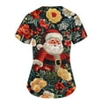 thumbnail image 3 of Feancey Funny Christmas Scrubs for Women Cute Santa Claus Print Nursing Scrub Tops Stretchy V-Neck Short Sleeve Tunic Blouse Xmas Nurse Uniforms Multicolor S, 3 of 3