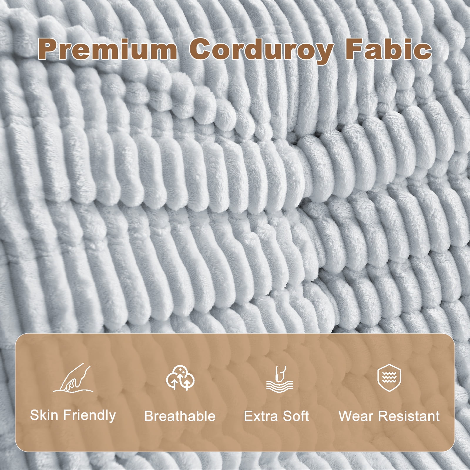 Bean Bag Chair for Adults with Lumbar support pillow Memory Foam Giant Bean Bag Sofa with Corduroy Material Lazy Sofa for Living Room Bedroom Dorm Office, Grey