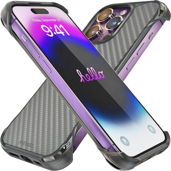 Funda REBEL para iPhone 14 Pro [Serie Flex] de fibra de aramida negra
