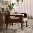 thumbnail image 6 of Mid Century Accent Chair, Oversized Upholstered Armchair, PU Leather Hollow Solid Wood Legs, Rustic Singel Sofa Chair 30.7'' W for Living Room, Bedroom, Reading Room, Office, Lounge, Brown, 6 of 17
