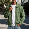 thumbnail image 6 of Jjayotai Men's Zip Up Jacket Collared Bomber Sleeve Pocket Utility Outerwear Casual Loose Fit Fall Winter Streetwear Ribbed Cuffs, 6 of 6