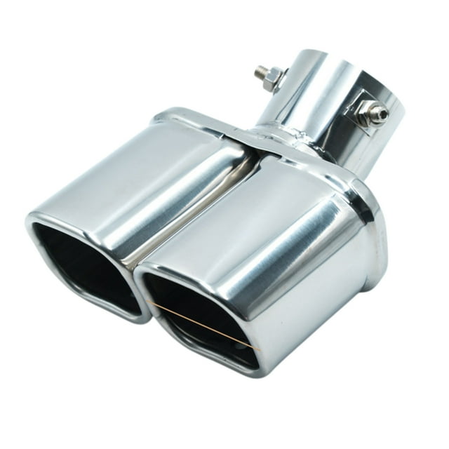 Silver Universal Dual Square Tip Car Modified Exhaust Pipe Cover Stainless Steel Build For Tailpipe Decoration Vehicle Styling Motorcycle Custom 140 Char Silver