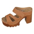 thumbnail image 6 of Modisza Women's Platform Sandals Wedges Heels Sandal Open Toe Slip on Dressy Pumps Ladies Casual Summer Beach Shoes Brown 9, 6 of 7