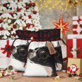 thumbnail image 6 of Rocae Black And White Boston Terrier Print Christmas Drawstring Linen Gift Bag with Drawstrings Treat Bag Goody Present Bags for Christmas Party Favor, 6 of 8