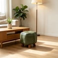 thumbnail image 6 of Leather Footrest, Thickened Foam Upholstered Seat, Wooden Legs, Under Desk Shoe Bench Small Bench for Living Room Dining Room,14''x10'', 6 of 6
