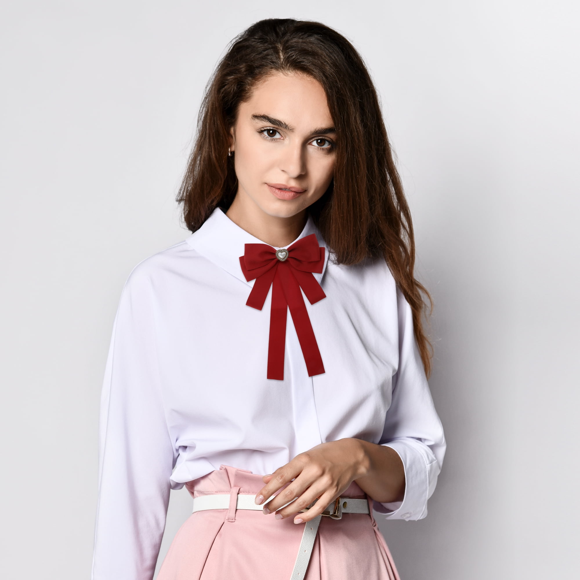 Unique Bargains Ribbon Bow Brooch for Parties Alloy Heart