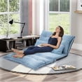 thumbnail image 6 of Euroco Lazy Sofa Adjustable Folding Futon Sofa with Two Pillows Video Gaming Sofa for Living Room, Blue, 6 of 7