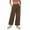 Brown, variant on Womens Cotton Linen Dress Work Pants Business Casual Capri Pants Lightweight Flowy Summer Cropped Pants Solid Basic Wide Leg Capris with Pockets Limited Time Sales Black L