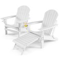 thumbnail image 5 of Gymax 2PCS Folding Adirondack Chair HDPE Patio Lounge Chair w/ Retractable Ottoman White, 5 of 6