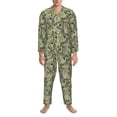 thumbnail image 3 of Daiia Tropical Plants Green for Men's Long-Sleeved Pajama Set – Soft & Comfortable Sleepwear Button-Up Pajamas Cozy Lounge Wear-Large, 3 of 7