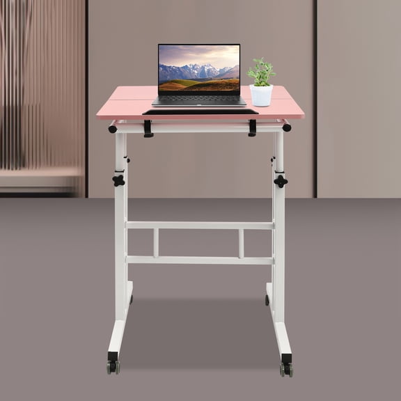 Small Adjustable Standing Desk with Wheels Home Office Workstation