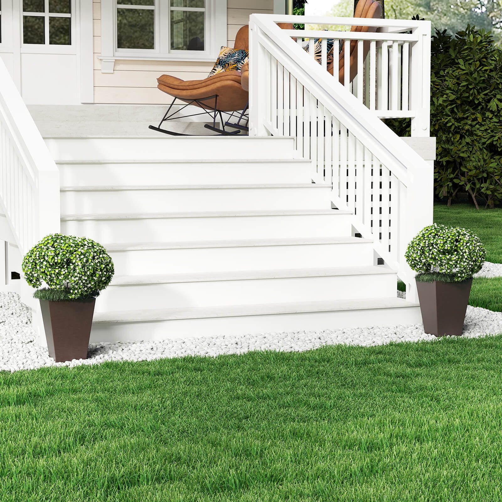 Costway 14" Square Taper Planter Set of 2 with Removable Inner Bucket & Drainage Holes