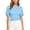Light Blue, variant on Womens Wrap Tops Casual Short Sleeve Cinched Waist T Shirts Trendy Boat Neck Blouse Short Sleeve Round Neck Blouse Cute Tops For Women
