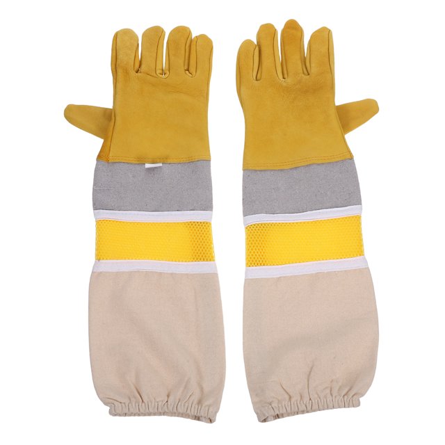 Guantes de apicultura transpirables y ventilados, de nuevo estilo, con mangas protectoras profesionales antiabejas, equipo de apicultura (dorados, talla XL)