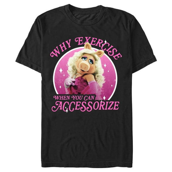 Men's The Muppets Miss Piggy Accessorize Graphic Tee Black Medium