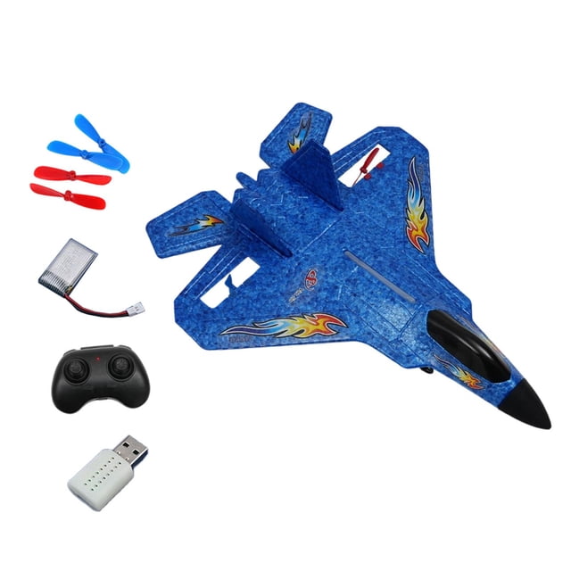 Avión RC, Planeador de Juguete con Giroestabilizador, Espuma, Recargable, Juguete, Avión de Control Remoto para Principiantes. Azul