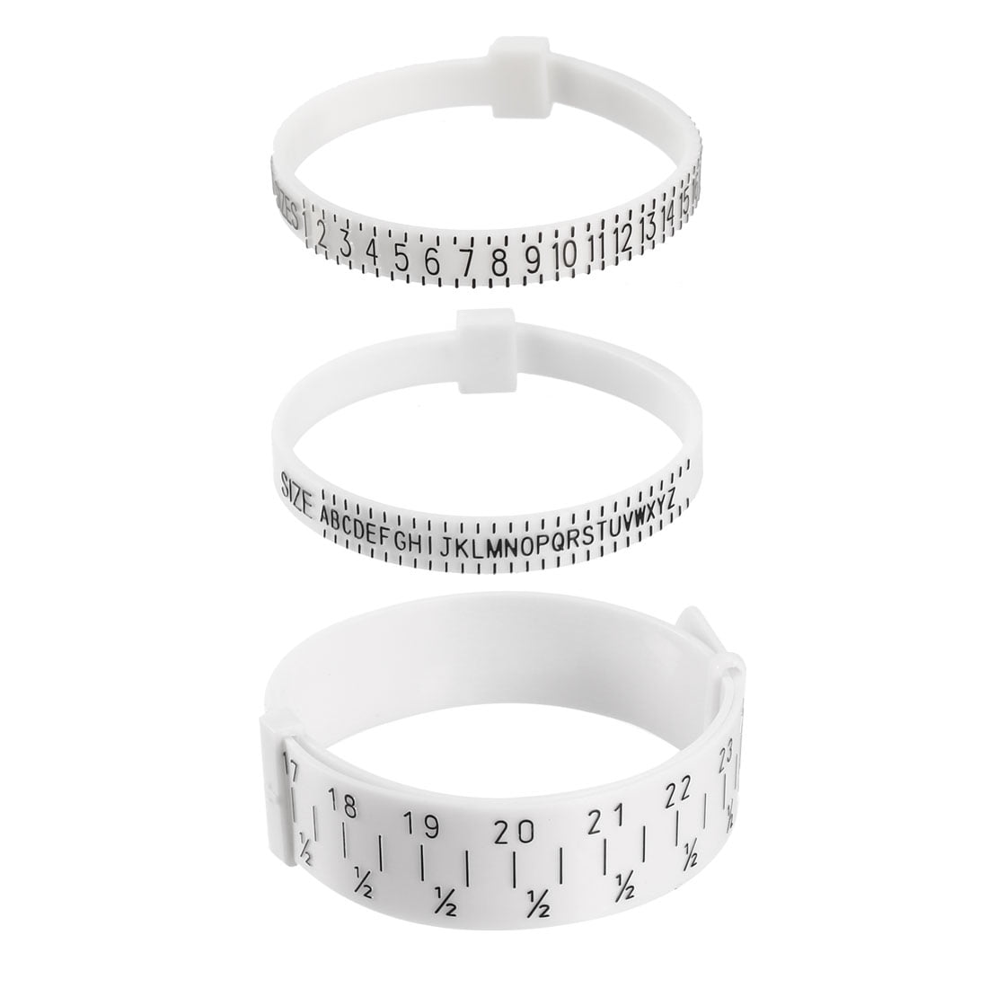 Uxcell Ring Bracelet Sizer Finger Wrist Gauge Set PU Measuring Tool White PU 3pcs