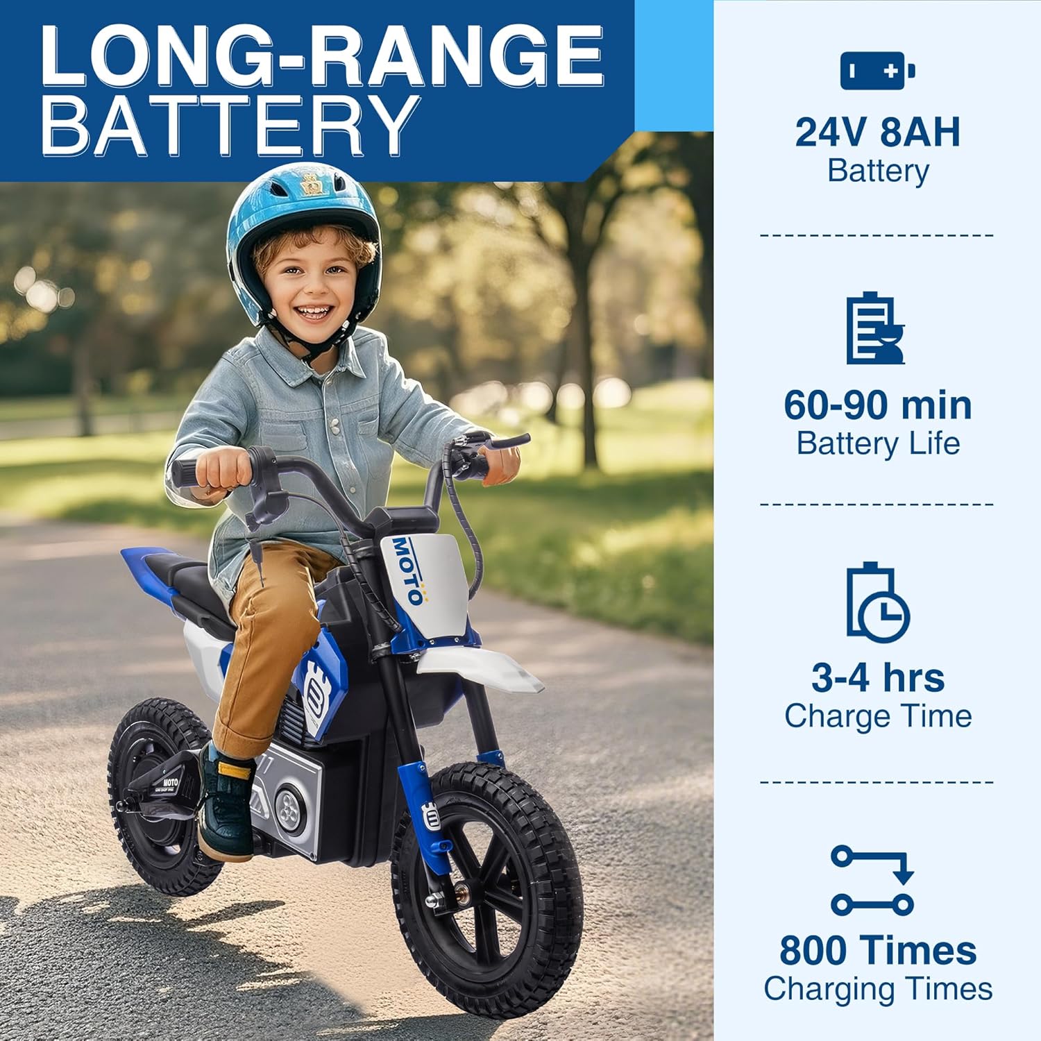 Ambifirner Electric Dirt Bike, 24V Ride on  w/LED Lights & Power Display, 200W Motor, Rear Shock absorber, Handbrake,Speed UP to 9.32MPH for Off-Road Street Bike