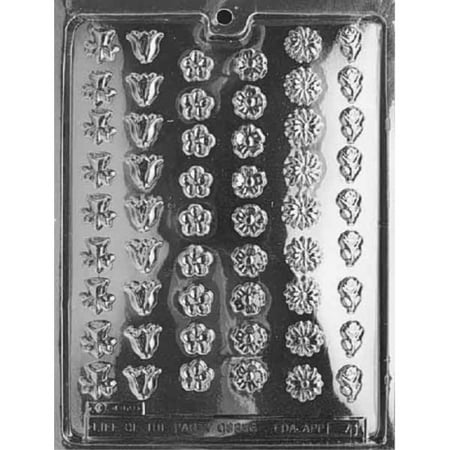 Assorted Candy Mold - Cybrtrayd F041 Small Assorted Flowers Chocolate Candy Mold with Exclusive Cybrtrayd Copyrighted Chocolate Molding Instructions