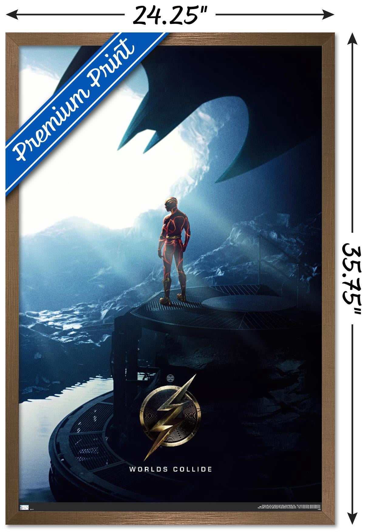 DC Comics Movie The Flash - Batcave One Sheet Wall Poster, 22.375" x 34" Framed