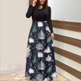 thumbnail image 2 of Christmas Dresses for Women Women's Fashion Casual Christmas Print Round Neck Long Sleeves Oversized Dress for Christmas Party,Navy,M, 2 of 5