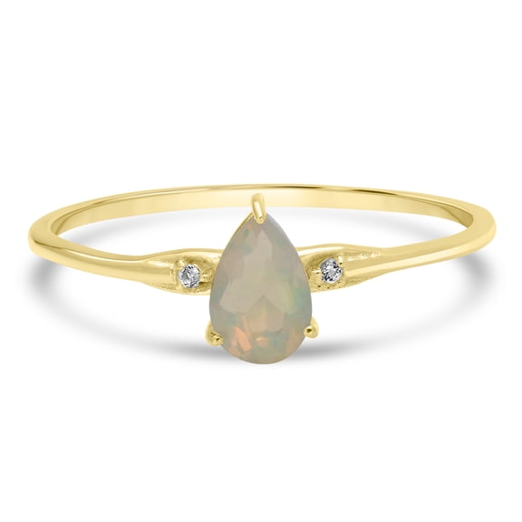 Gemistry 0.29 Ct Pear Opal and White Topaz Midi Ring in Sterling Silver