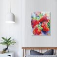 thumbnail image 4 of Nawypu  Framed Canvas Print Wall Art Watercolor Splash Strawberry Trio Fruit Food Illustrations Realism Rustic Nature Relax/Calm Multicolor Neon for Living Room, Bedroom, Office Black, 4 of 5