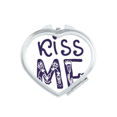 thumbnail image 1 of Kiss Me Cute Quote Handwrite Style Mirror Heart Portable Hand Pocket Makeup, 1 of 3