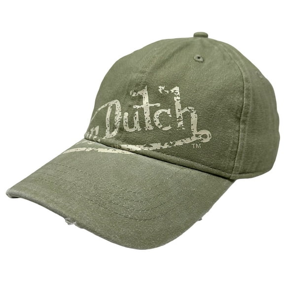 Von Dutch Strapback Hat Washed Green Sage Distressed Rips Unstructured Dad Cap