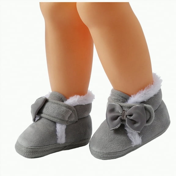 CAICJ98 Baby Winter Warm Snow Boots Soft Sole Prewalker Non-Skid Baby Boy Girl Winter Shoes Grey,4.5(Infant)