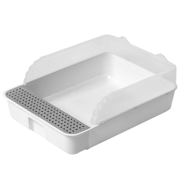 Litter Basin Pet Toilet Bedpan Cats Litter Tray with Kitten white