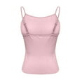 thumbnail image 5 of WULMLEO Womens Adjustable Camisole Sleeveless Square Neck Spaghetti Strap Tank Tops Basic Shirt Pink S, 5 of 6