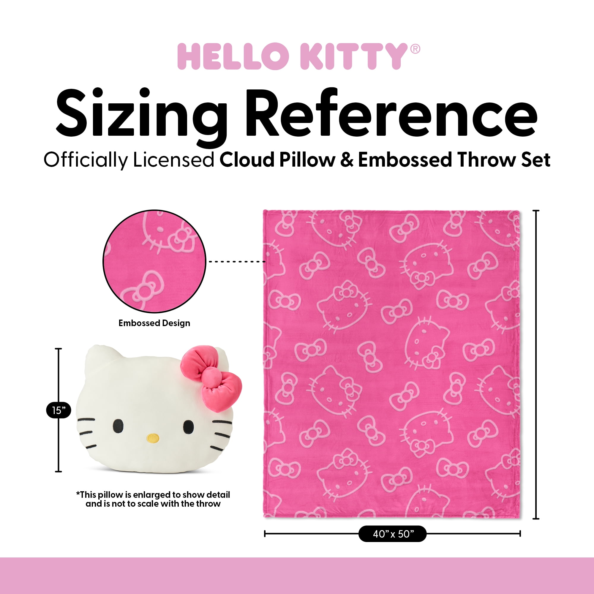 Hello Kitty Impressions Cloud Plush Pillow with Throw Blanket Set