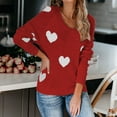 thumbnail image 5 of DailyTrove Women's Heart Print Knit Sweater, Long Sleeve, Casual Garden & Brunch Wear, Soft Cotton Blend, Contrast Hem, Plus Size Friendly, 5 of 6
