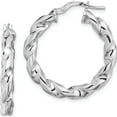 thumbnail image 1 of Sterling Silver Rhodium-Plated 4X20mmtwisted Hoop Earrings (28.9 X 26.7) Made In Italy qe13129, 1 of 5