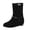 Black, variant on Black Mid Calf Boots For Ladies Suede Round Toe Wedge Heel Invisible Lift Buckle Decor Casual Daily Wear Comfortable Ankle Boots Size 36