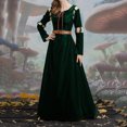 thumbnail image 6 of ersvoioy Womens Medieval Vintage Princess Costume Dress Square Neck Long Sleeve Velvet A Line Maxi Gown with Belted Waist Soft Fabric for Halloween Cosplay Renaissance Faire and Royal Theme Parties, 6 of 9