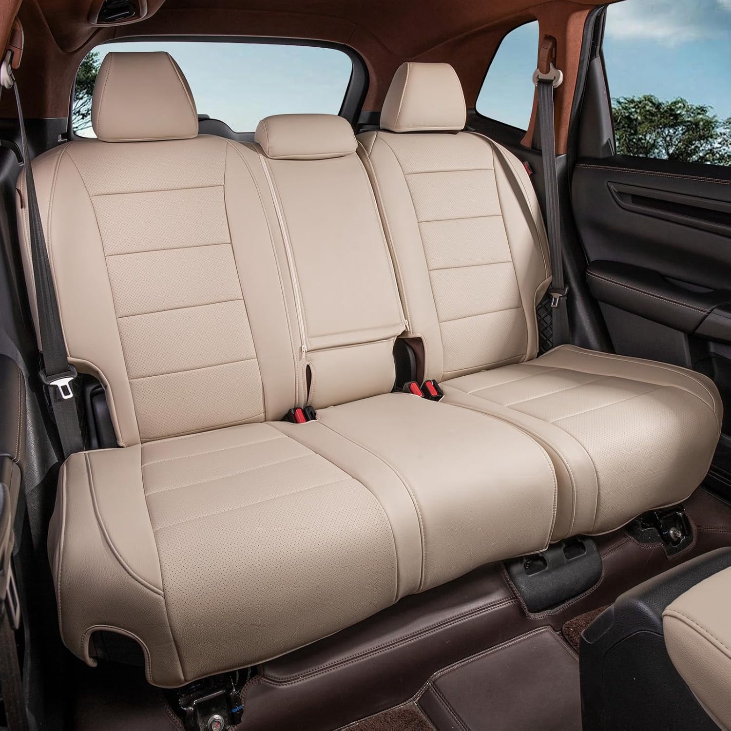 coverdream Full Set CRV Seat Covers Custom Fit for 2023 2024 2025 2026 Honda CR-V LX,EX,EXL,Hybrid,Sport Series,Trailsport - (Beige,Full Set)