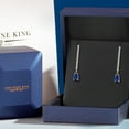 thumbnail image 5 of 14K Yellow Gold Blue Created Sapphire and White Lab Grown Diamond Long Liner Dangle Earrings for Women | 2.36 Cttw | Gemstone September Birthstone | Pear Shape 7X5MM | White Gold Chain Drop Earrings, 5 of 6