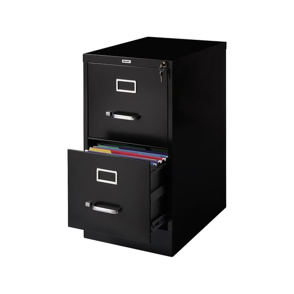 Staples 2-Drawer Vertical File Cabinet Locking Letter Black 22"D (22335D)