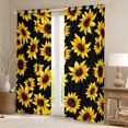 thumbnail image 2 of jejeloiu Country Flower Sunflower Black Out Curtains,Rustic Plant Curtains Pack of 2 (42x63 Each),Black Yellow Bedroom Curtains For Adults,Microfiber Bedroom Decor, 2 of 6