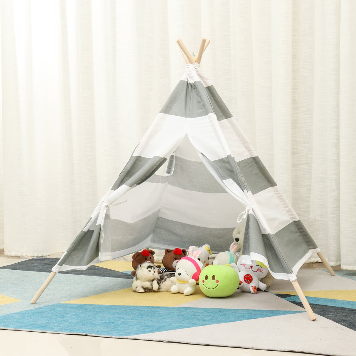 Girls Princess GIANT WIGWAM TEEPEE Canvas Children Play Tent Play House Indoor 