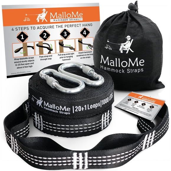 Correas para Hamacas MalloMe XL 40 Anillos 12 pies 2000+ lbs de Alta Resistencia