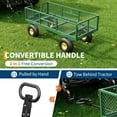 thumbnail image 4 of 900 lbs Garden Cart with Removable Mesh Sides, Heavy Duty Steel Garden Wagon with 10" Pneumatic Tires & 180°Rotating Handle, Yard Cary Utility Wagon for Lawn Backyard Use, Green Black & Yellow, 4 of 9