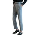 thumbnail image 2 of SSAAVKUY Men's Classic Trendy Naples Italian Style Pants No Belt Required Dress Pants Dress Pants Adjustable Waist Regular Fit Straight Suit Pants Gray 6, 2 of 4