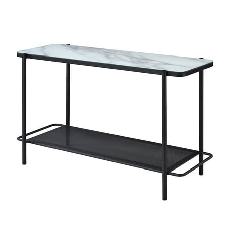 Furniture of America Joaquin Metal 1-Shelf Sofa Table in Black and White