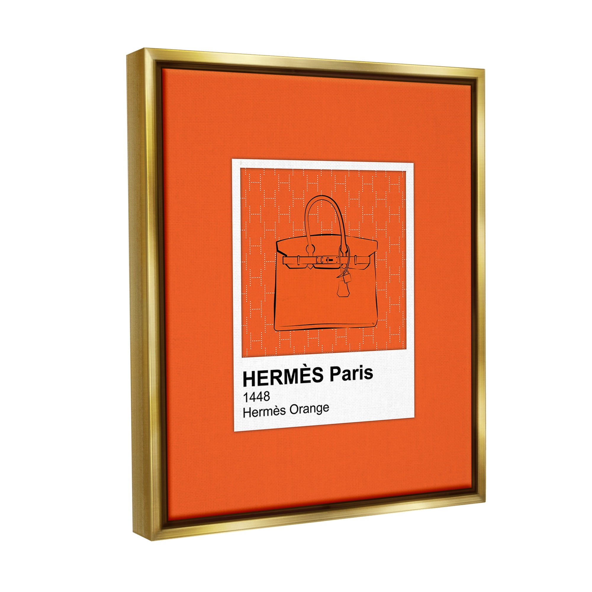 Stupell Industries Orange Fashion Hue Beauty & Fashion Painting Gold Floater Framed Canvas Art Print Wall Art, 17 x 21