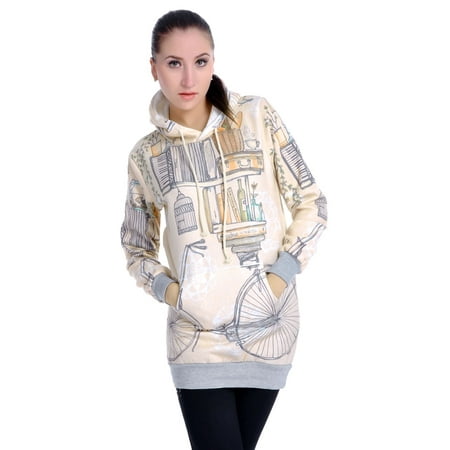 S/M Fit Mulitcoloured Bicycle Around the City Long Fashion Hoodie