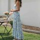 thumbnail image 4 of Gasa Halter Vestido largo Estampado floral Damas Estilo sexy Traje de vacaciones suelto FLhrweasw Nuevo, 4 of 7